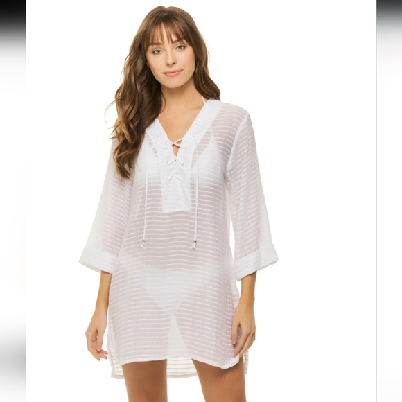 J. Valdi Santa Barbara Big Shirt Tunic Coverup - White Size L - Picture 1 of 5